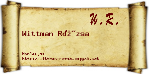 Wittman Rózsa névjegykártya