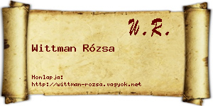 Wittman Rózsa névjegykártya